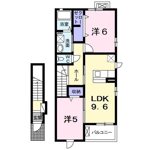 グランディール(2LDK/2階)の間取り写真