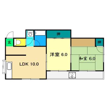 山崎ビル(2LDK/3階)の間取り写真