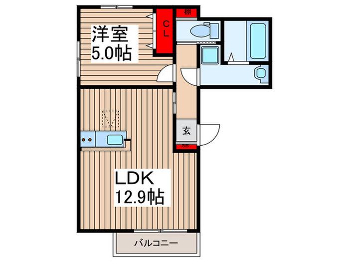 ボナール久保町(1LDK/1階)の間取り写真