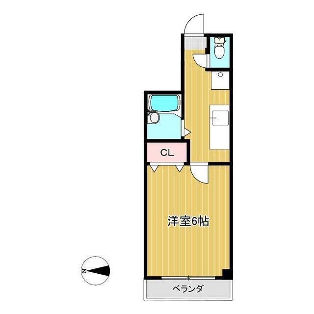 シャルマン草加(1K/3階)の間取り写真