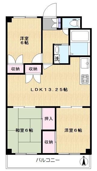 小山コーポ(3LDK/3階)の間取り写真