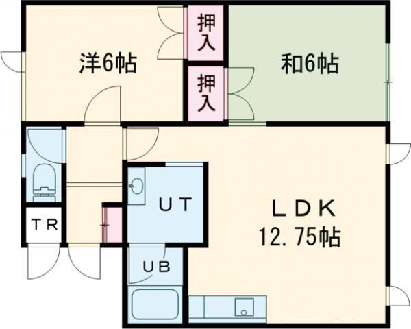 リヴェール鍛治III(2LDK/2階)の間取り写真