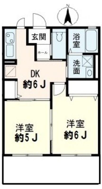 なつすずみ(2DK/1階)の間取り写真
