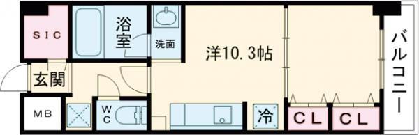 KDX堺筋本町レジデンス(ワンルーム/5階)の間取り写真