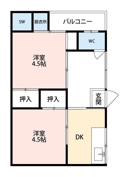 真栄ハウス(2DK/2階)の間取り写真