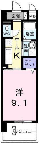 プラシード 栄(1K/3階)の間取り写真