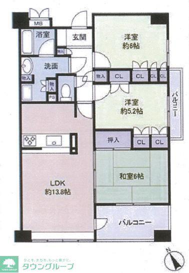 プラネ川越(3LDK/9階)の間取り写真