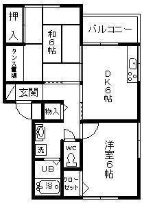 モンフレール(2DK/2階)の間取り写真