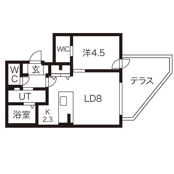 グランループ発寒(1LDK/1階)の間取り写真