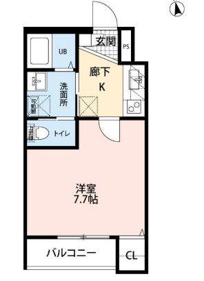 KISBIG市川(1K/1階)の間取り写真