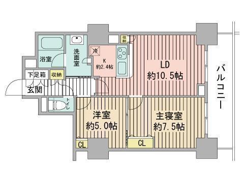 プライムアーバン札幌リバーフロント(2LDK/10階)の間取り写真