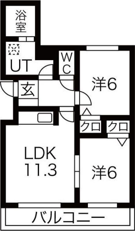 パープルサイド(2LDK/2階)の間取り写真