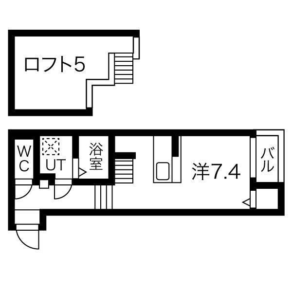 ブライト鶴舞(1K/1階)の間取り写真