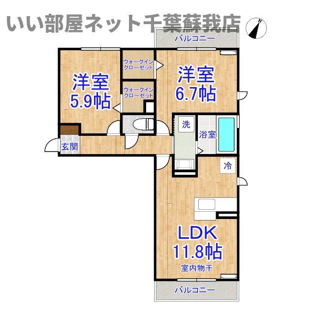 ルシェリア一番館・二番館 I(2LDK/3階)の間取り写真
