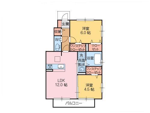 エクレール南(2LDK/1階)の間取り写真