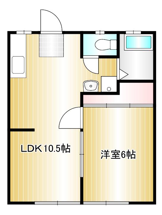 ダックハウス中島B棟(1LDK/1階)の間取り写真