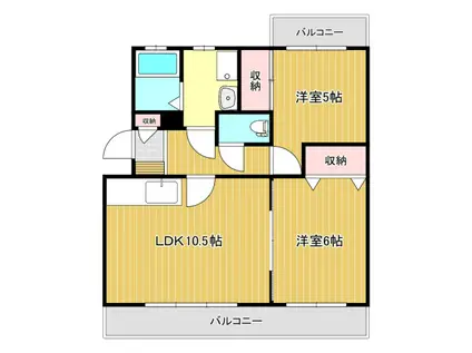 ヴェルフィーユ初生(2LDK/2階)の間取り写真