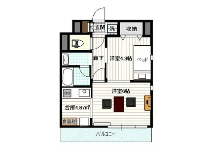 AMENITY COURT AMB(1LDK/3階)の間取り写真