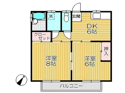 藤代コーポ(2DK/2階)の間取り写真
