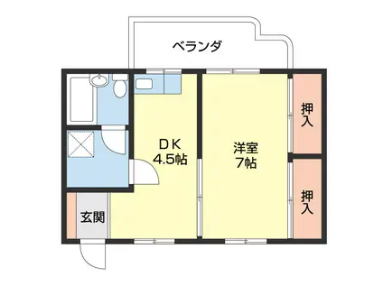 ネオハイツ次郎丸(1DK/2階)の間取り写真