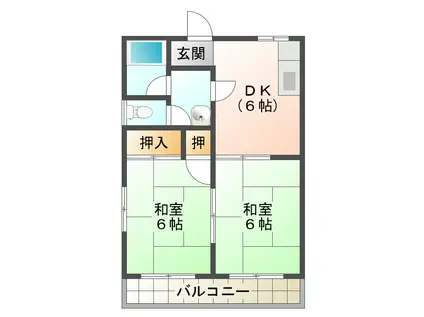 コーポ千代崎(2DK/3階)の間取り写真