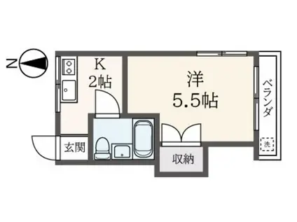 松栄荘(1K/2階)の間取り写真