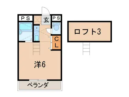 M HOUSE(ワンルーム/2階)の間取り写真
