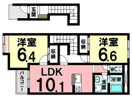 ヴィア和来 I(2LDK/2階)の間取り写真