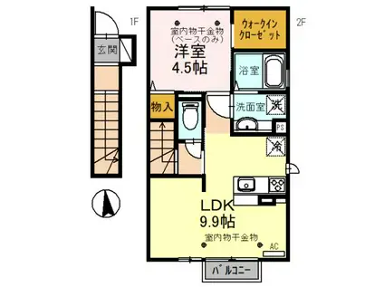 プレリュード(1LDK/2階)の間取り写真