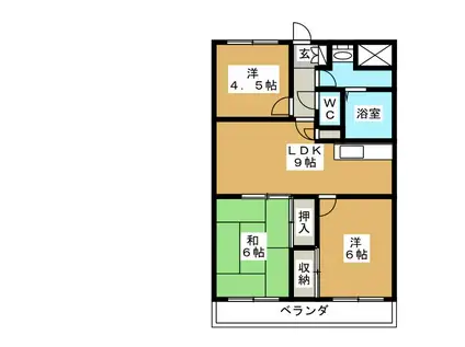 パークサイドオオタキ(3LDK/3階)の間取り写真
