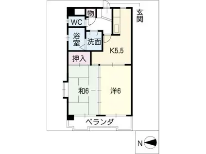 ハイツ山崎(2K/3階)の間取り写真
