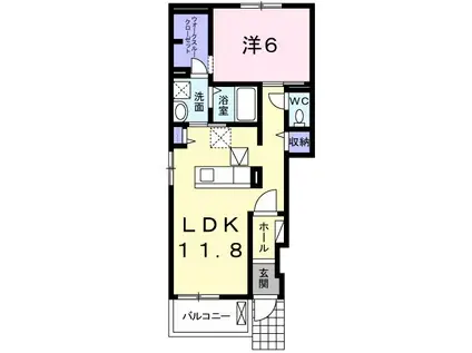 フランフランサクラB棟(1LDK/1階)の間取り写真