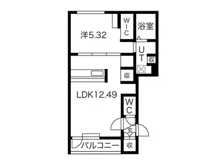 ネコフィーノ旭町I(1LDK/2階)の間取り写真