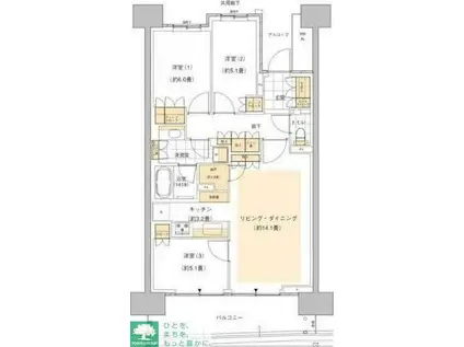 HARUMI FLAGSUN VILLAGE C棟(3LDK/8階)の間取り写真