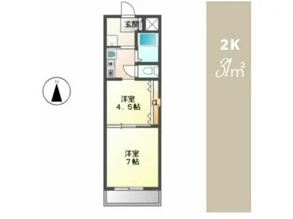 宇多津町人気オススメ(2K/4階)の間取り写真