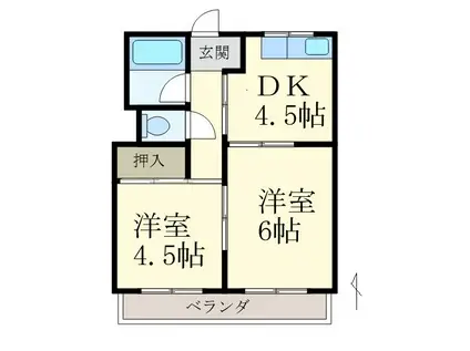 グランドハイツ橋本(2DK/2階)の間取り写真
