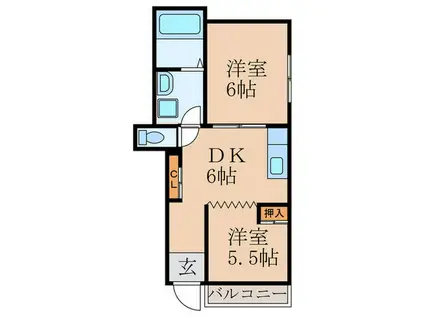 マ二-フィーコ&アルファ(2DK/1階)の間取り写真