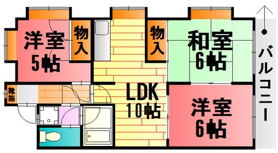 第二観ビル(3LDK/2階)の間取り写真