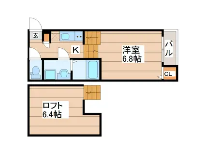 ハーモニーテラス東仙台IV(1K/1階)の間取り写真