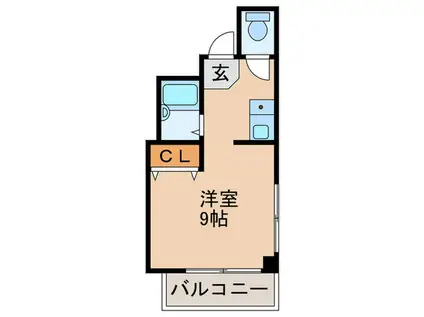 ポッサムII(ワンルーム/3階)の間取り写真