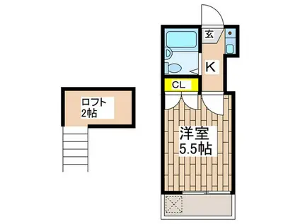 ウッディ藤沢(1K/2階)の間取り写真