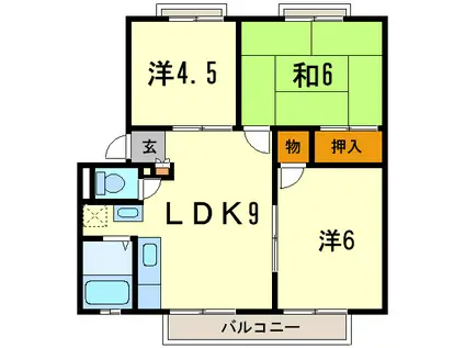 サンハイツII(3LDK/2階)の間取り写真