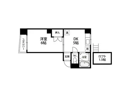 高橋ビル(1DK/4階)の間取り写真