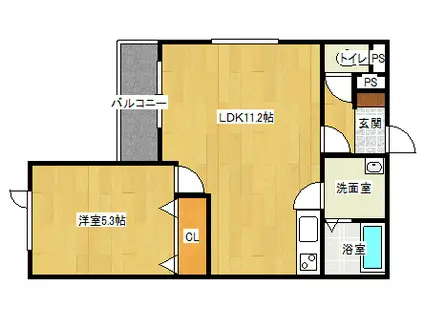 拓勇東町8丁目アパート(1LDK/2階)の間取り写真