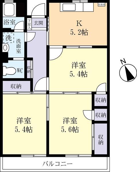 市毛マンション(3DK/4階)の間取り写真