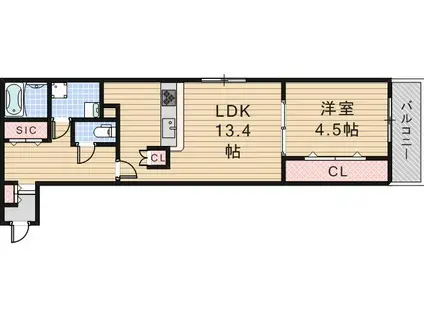 LACINE 燦(1LDK/2階)の間取り写真