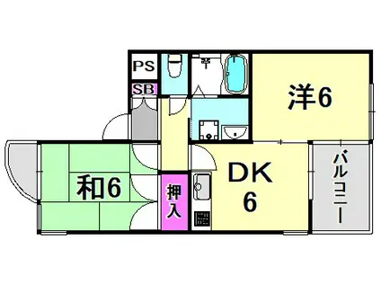 MIZUKI武庫之荘(2DK/4階)の間取り写真