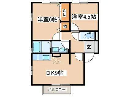 セジュール鶴園(2DK/1階)の間取り写真