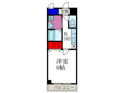 シュープリーム18・ヤヨイ(1K/3階)の間取り写真