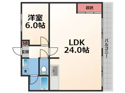 ステ-ションコート長田(1LDK/6階)の間取り写真